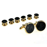 8pcs Round Plated Cufflinks for Men Business Shirts Wedding Jewelry
