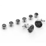 8pcs Round Plated Cufflinks for Men Business Shirts Wedding Jewelry