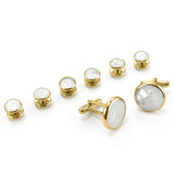 8pcs Round Plated Cufflinks for Men Business Shirts Wedding Jewelry