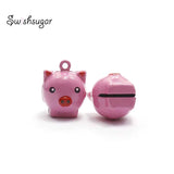 Pinky Pig Cartoon Jingle Bell Charms DIY Craft Pendant Accessories