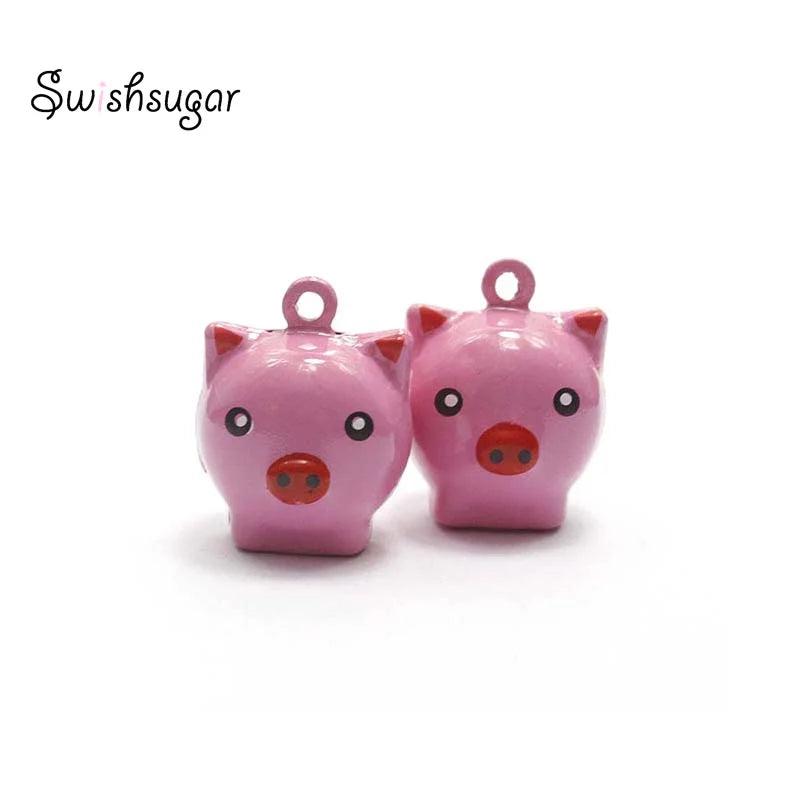 Pinky Pig Cartoon Jingle Bell Charms DIY Craft Pendant Accessories