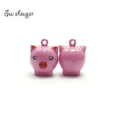 Pinky Pig Cartoon Jingle Bell Charms DIY Craft Pendant Accessories