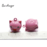 Pinky Pig Cartoon Jingle Bell Charms DIY Craft Pendant Accessories