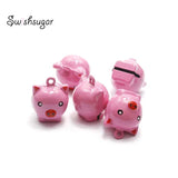 Pinky Pig Cartoon Jingle Bell Charms DIY Craft Pendant Accessories