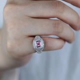Micro Pave CZ Geometric Pinky Ring Green Pink Stone Little Finger Jewelry