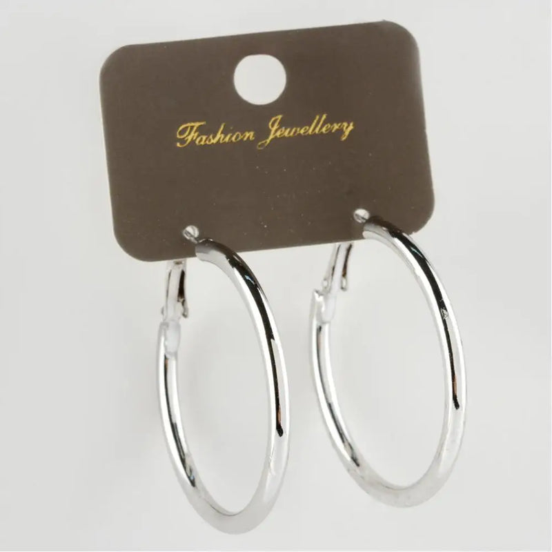 Modern Pipe Ring Earrings in Silver