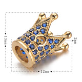 3pcs Crown Charm Beads Pink Green CZ Zircon for Bracelet DIY