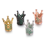 3pcs Crown Charm Beads Pink Green CZ Zircon for Bracelet DIY