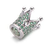 3pcs Crown Charm Beads Pink Green CZ Zircon for Bracelet DIY