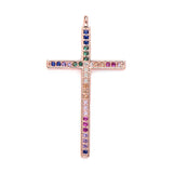 3pcs Multicolor CZ Cross Charms for Necklace Making DIY Pendant Accessories