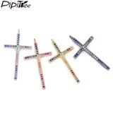 3pcs Multicolor CZ Cross Charms for Necklace Making DIY Pendant Accessories