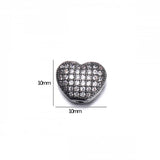 3pcs CZ Heart Beads 10mm Copper DIY Charms Jewelry Making