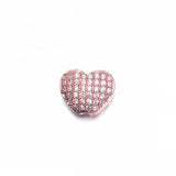 3pcs CZ Heart Beads 10mm Copper DIY Charms Jewelry Making