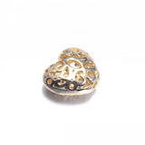 3pcs CZ Heart Beads 10mm Copper DIY Charms Jewelry Making