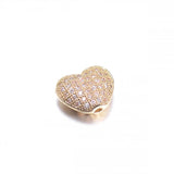 3pcs CZ Heart Beads 10mm Copper DIY Charms Jewelry Making