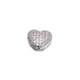 3pcs CZ Heart Beads 10mm Copper DIY Charms Jewelry Making