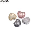 3pcs CZ Heart Beads 10mm Copper DIY Charms Jewelry Making