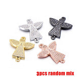 3pcs CZ Zircon Angel Charms DIY Beads for Bracelet 20x25mm