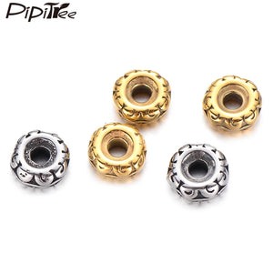 4pcs Stainless Steel Loose Beads 10MM DIY Round Spacer Charms Bracelet Necklace