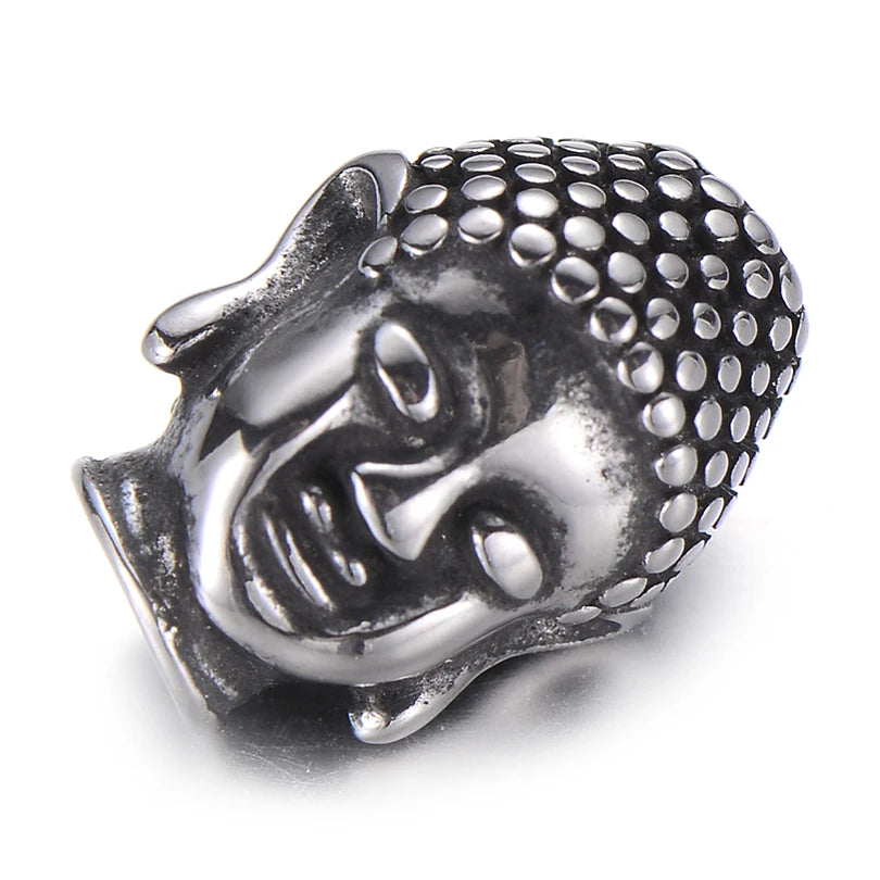 4pcs Buddha Head Beads Stainless Steel DIY Retro Charms for Bracelet