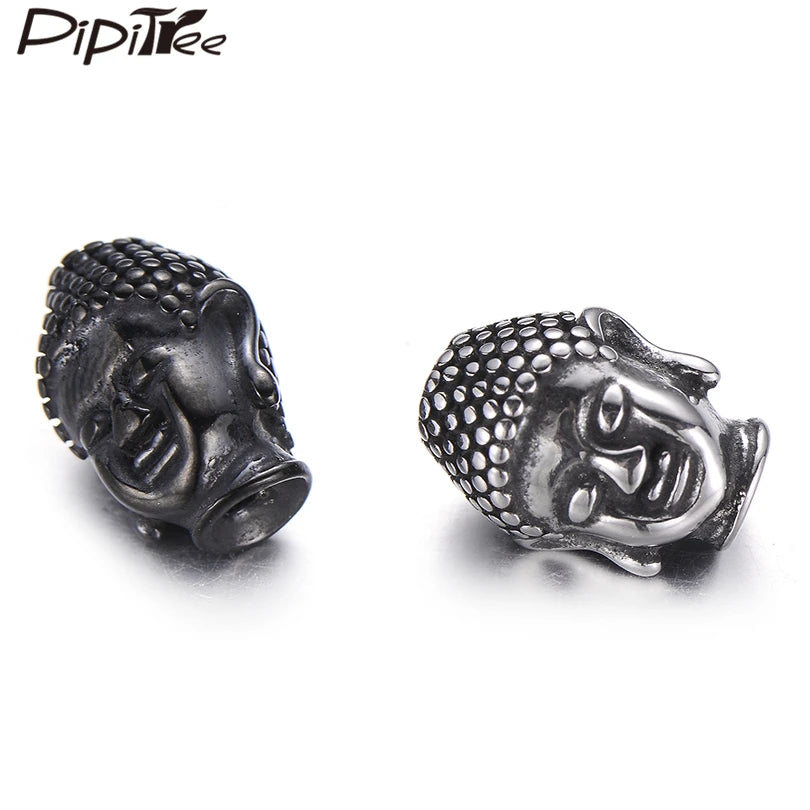 4pcs Buddha Head Beads Stainless Steel DIY Retro Charms for Bracelet