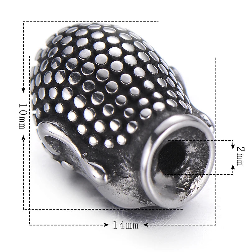 4pcs Buddha Head Beads Stainless Steel DIY Retro Charms for Bracelet