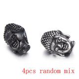 4pcs Buddha Head Beads Stainless Steel DIY Retro Charms for Bracelet
