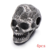 4pcs Scary Skull Head Beads for Bracelet Stainless Steel Charms DIY Jewelry
