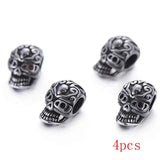 4pcs DIY Stainless Steel Beads for Men Bracelet Vintage Skull Charms