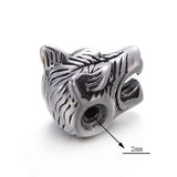 4pcs DIY Stainless Steel Wolf Head Beads Men's Bracelet Charms Jewelry Making