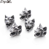 4pcs DIY Stainless Steel Wolf Head Beads Men's Bracelet Charms Jewelry Making