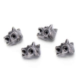 4pcs DIY Stainless Steel Wolf Head Beads Men's Bracelet Charms Jewelry Making