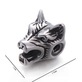 4pcs DIY Stainless Steel Wolf Head Beads Men's Bracelet Charms Jewelry Making