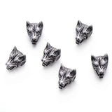 4pcs DIY Stainless Steel Wolf Head Beads Men's Bracelet Charms Jewelry Making