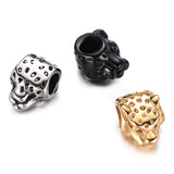 4pcs Stainless Steel Leopard Head Beads Big Hole DIY Charms Bracelet Accessories