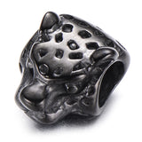 4pcs Stainless Steel Leopard Head Beads Big Hole DIY Charms Bracelet Accessories
