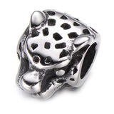 4pcs Stainless Steel Leopard Head Beads Big Hole DIY Charms Bracelet Accessories