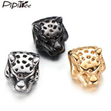 4pcs Stainless Steel Leopard Head Beads Big Hole DIY Charms Bracelet Accessories