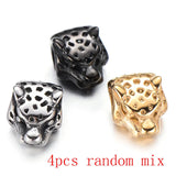 4pcs Stainless Steel Leopard Head Beads Big Hole DIY Charms Bracelet Accessories