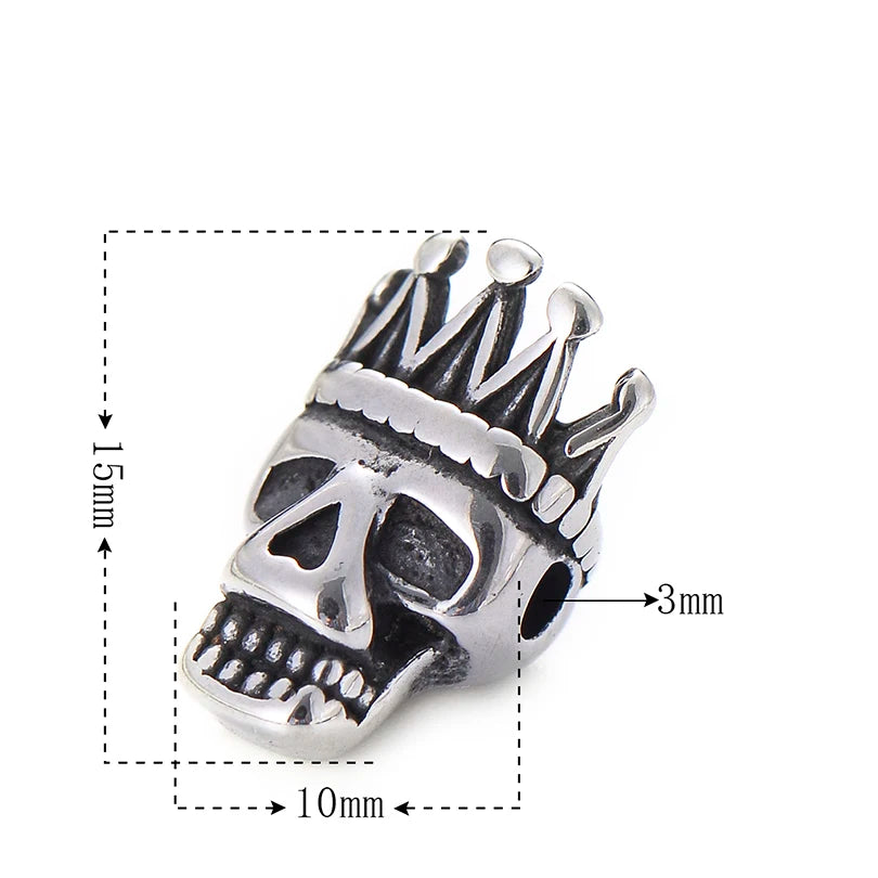 4pcs Punk Crown Skull Beads Charms for Men's Bracelet DIY