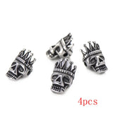 4pcs Punk Crown Skull Beads Charms for Men's Bracelet DIY