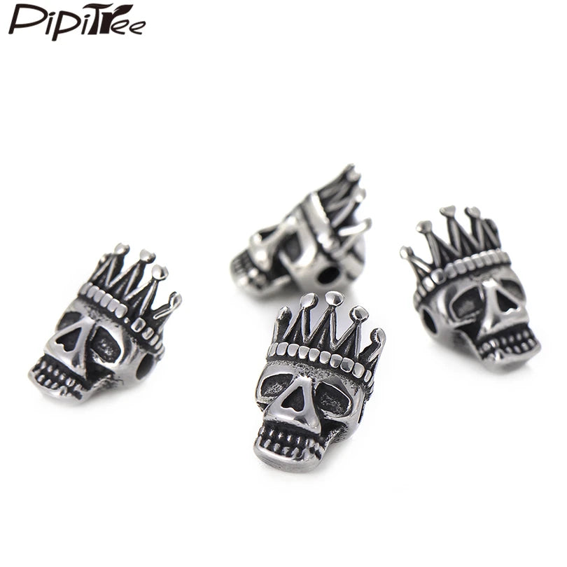 4pcs Punk Crown Skull Beads Charms for Men's Bracelet DIY