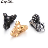 4pcs Stainless Steel Elephant Beads Charms Men's Bracelet DIY Loose Bead