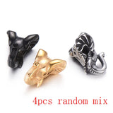 4pcs Stainless Steel Elephant Beads Charms Men's Bracelet DIY Loose Bead