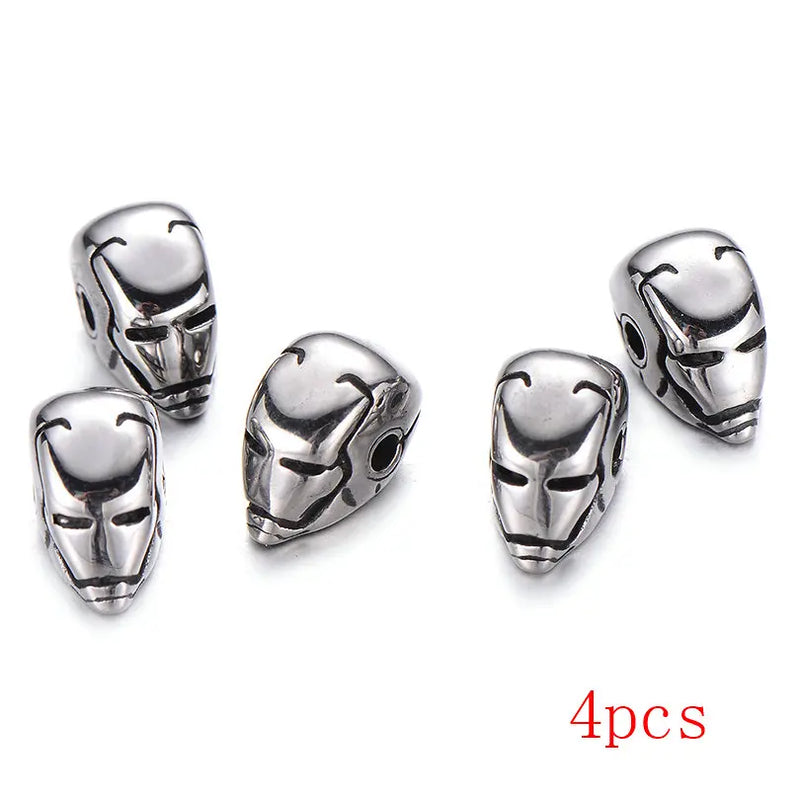 4pcs Stainless Steel Hero Helmet Beads DIY Men Bracelet Charms