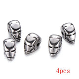 4pcs Stainless Steel Hero Helmet Beads DIY Men Bracelet Charms