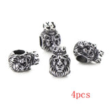 4pcs Stainless Steel Lion Head Beads Charms for Men Bracelet DIY Vintage Jewelry