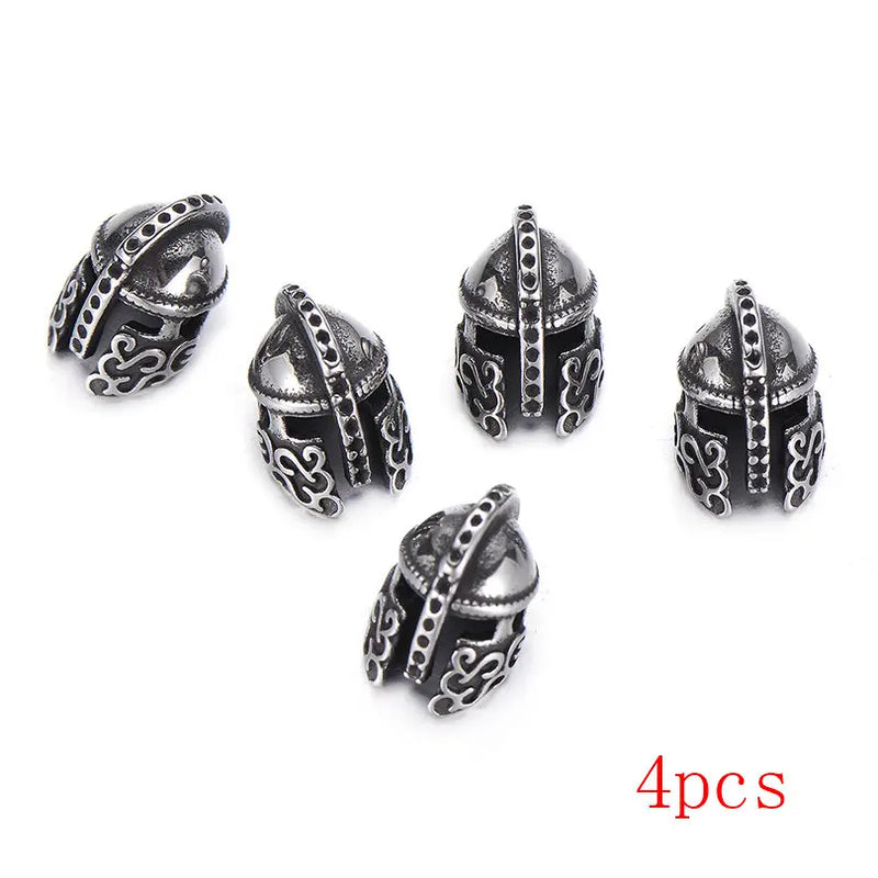 4pcs Stainless Steel Helmet Beads DIY Men's Bracelet Spacer Charms