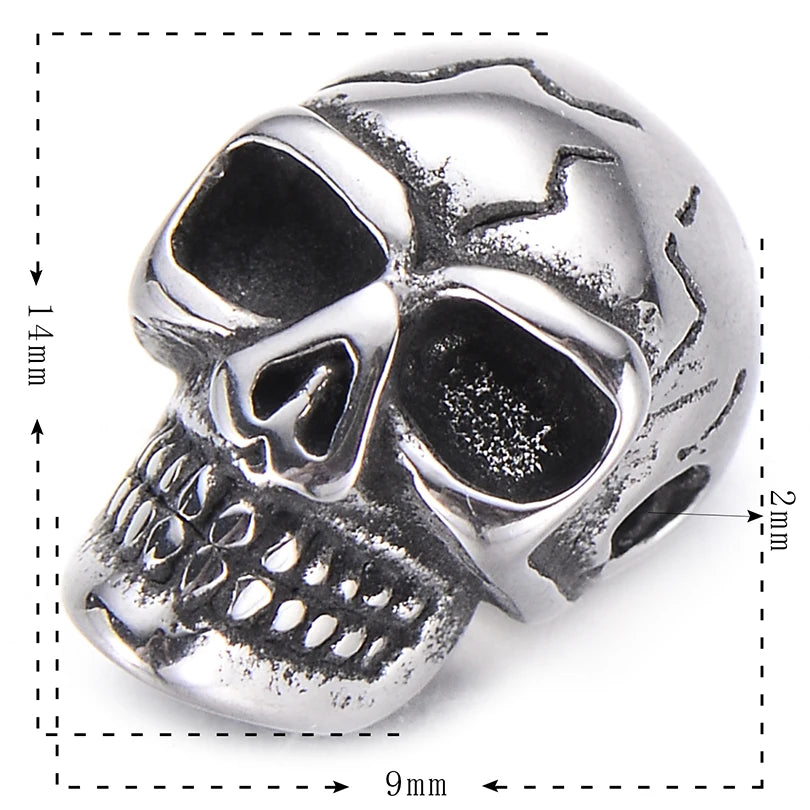4pcs Stainless Steel Skull Beads DIY Punk Skeleton Vintage Men Bracelet Jewelry