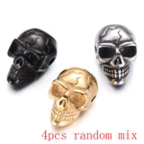 4pcs Stainless Steel Skull Beads DIY Punk Skeleton Vintage Men Bracelet Jewelry